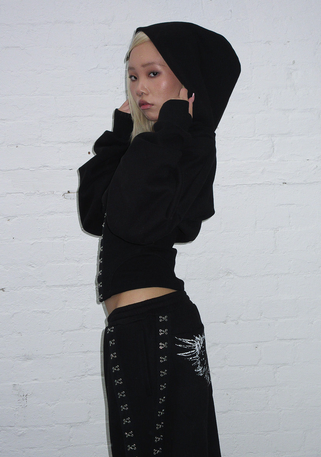 FALLEN CORSET SCULPT HOODIE BLACK-Coordom