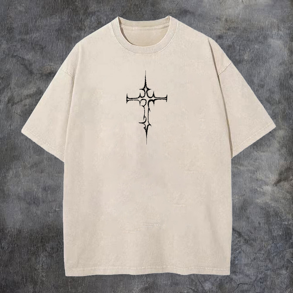 Contradictory Angel Printed Men's Washed Tee-Coordom
