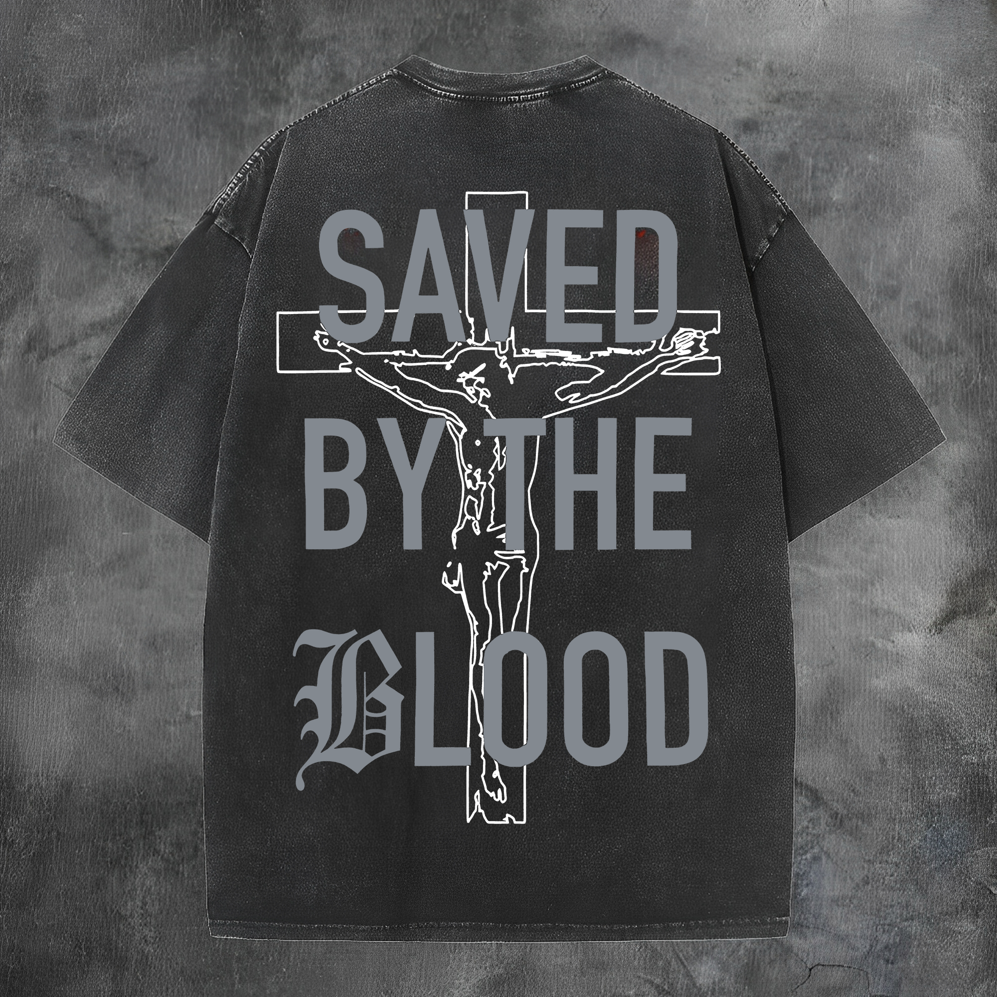Saved By The Blood Printed Men's Washed Tee-Coordom