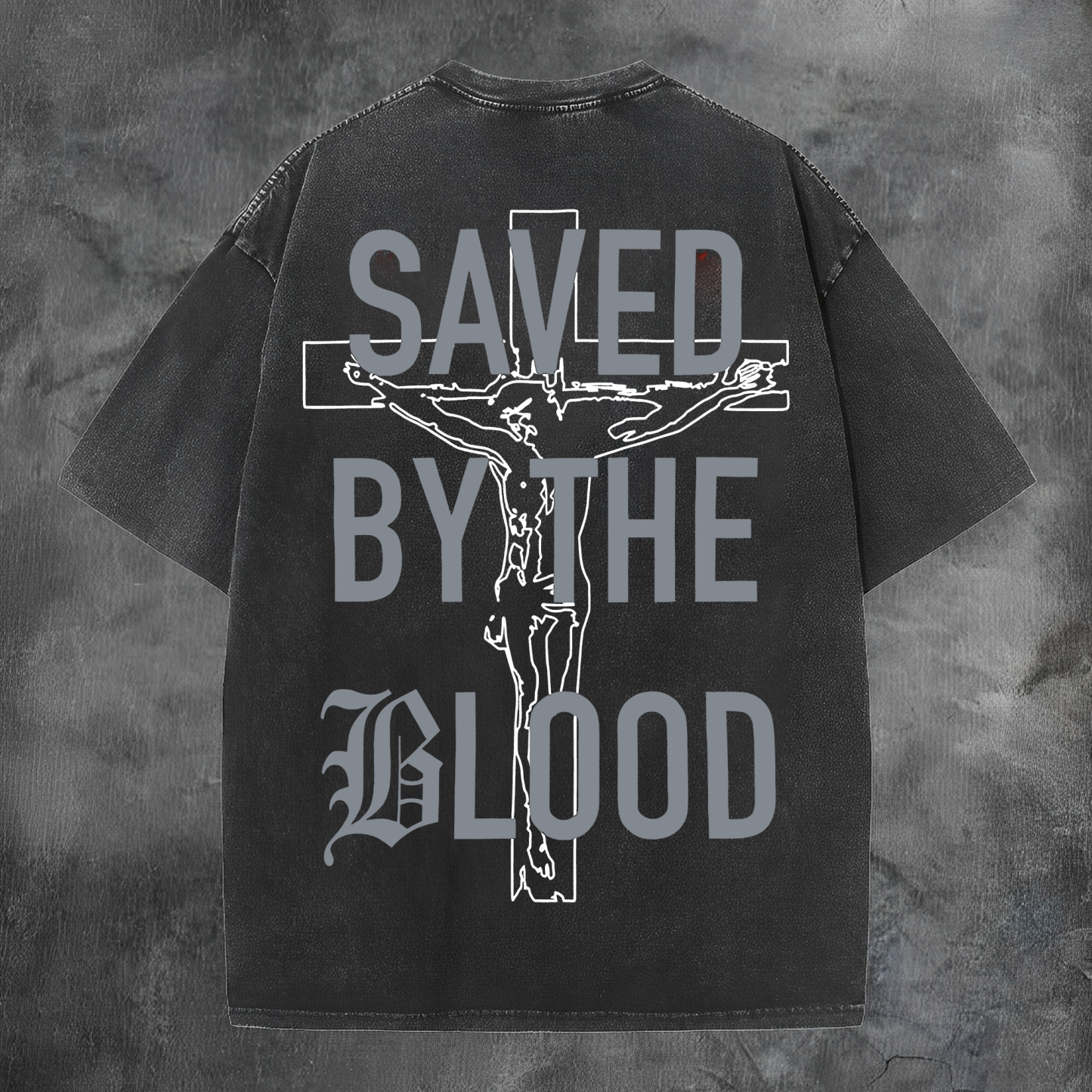 Saved By The Blood Printed Men's Washed Tee-Coordom
