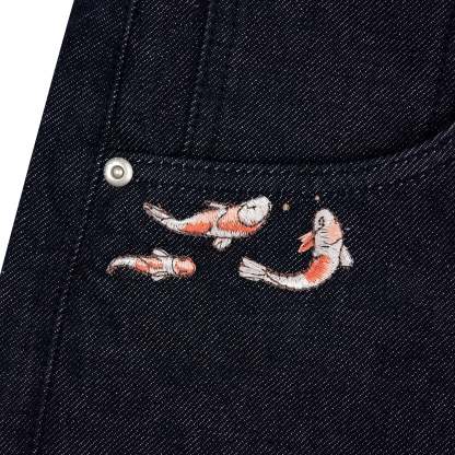 "koi fish v2" Jorts raw indigo-Coordom