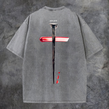 John 3:16 Washed T-shirt-Coordom