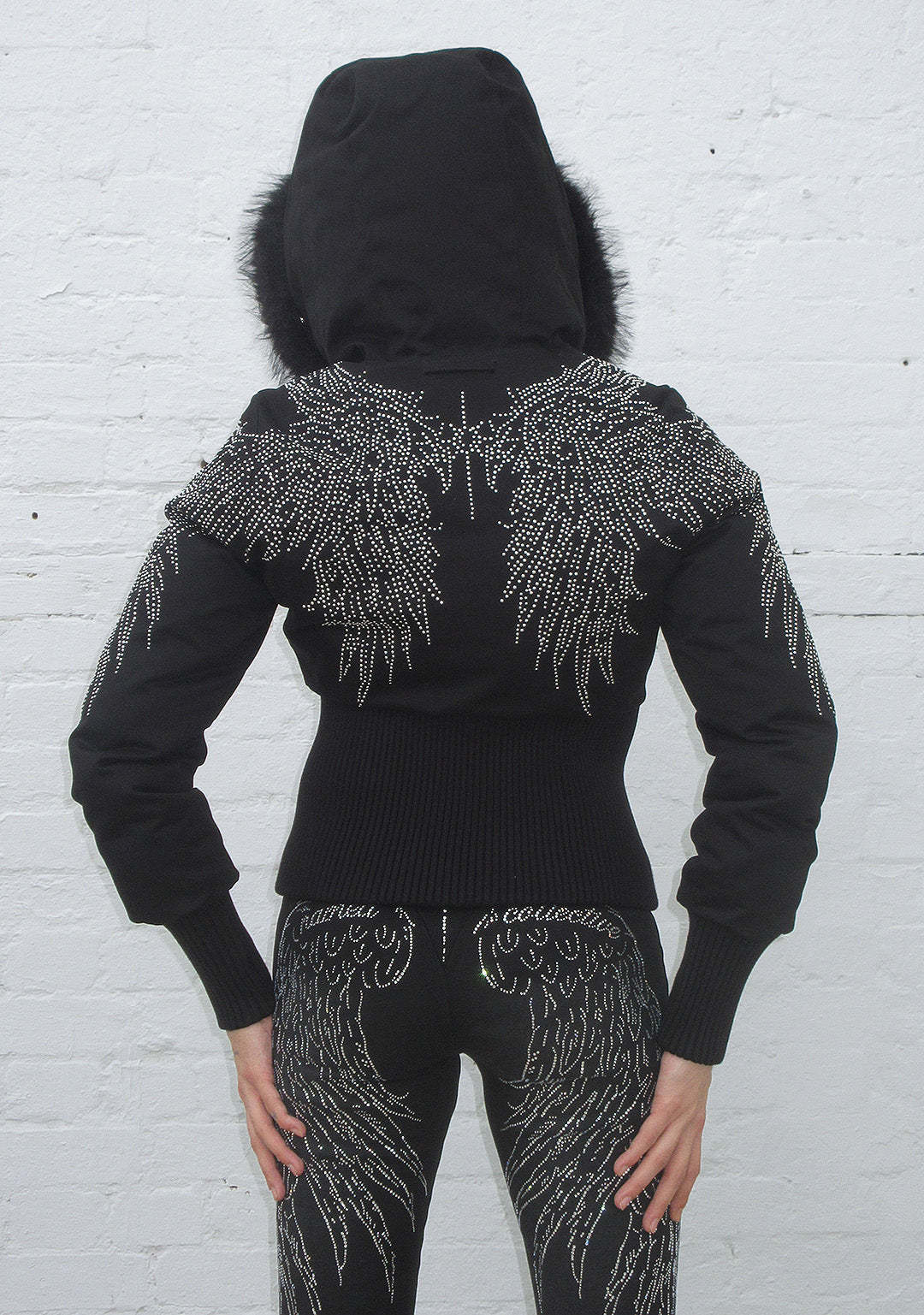 FALLEN FAUX FUR REVERSIBLE RIB PUFFER JACKET BLACK-Coordom
