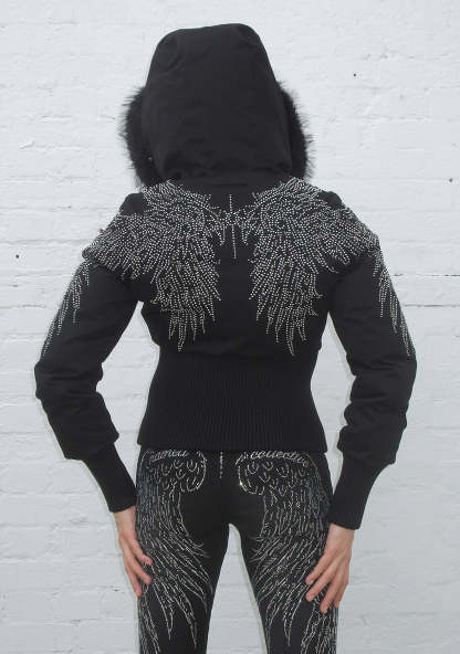 FALLEN FAUX FUR REVERSIBLE RIB PUFFER JACKET BLACK-Coordom
