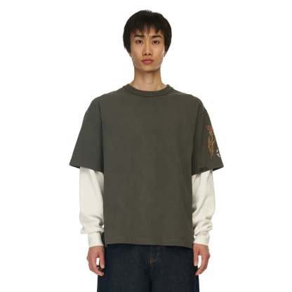 "yakuza" layered Longsleeve khaki-Coordom