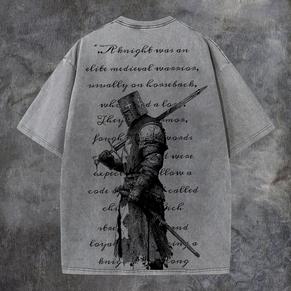 A Knight Was An Elite Medieval Warrior, Usually On Horseback, Who Held A Lot Of Power Printed Men's Washed Tee-Coordom