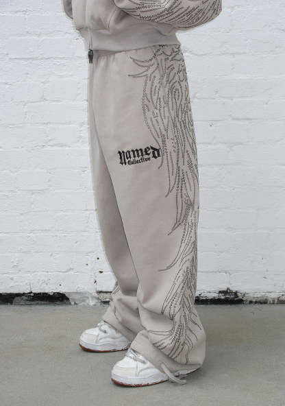 FALLEN STUDDED OVERSIZED SWEATPANTS BONE-Coordom