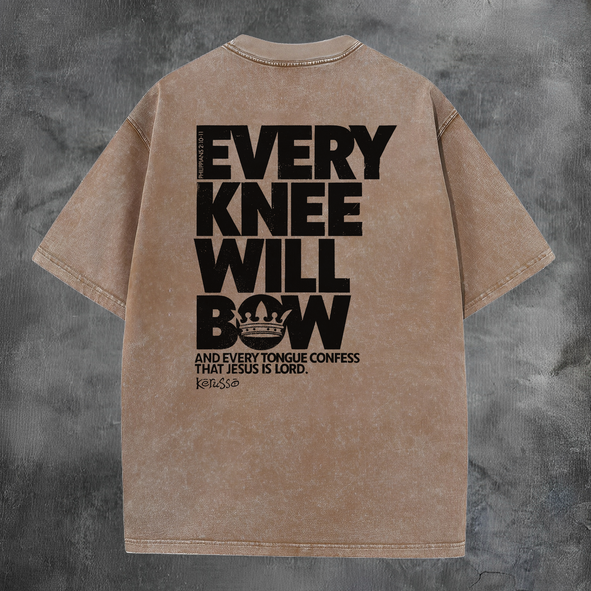 Every Knee Will Bow Printed Men's Washed Tee-Coordom