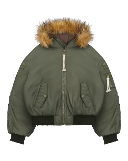 REAVEN BLACK FUR BOMBER JACKET-Coordom