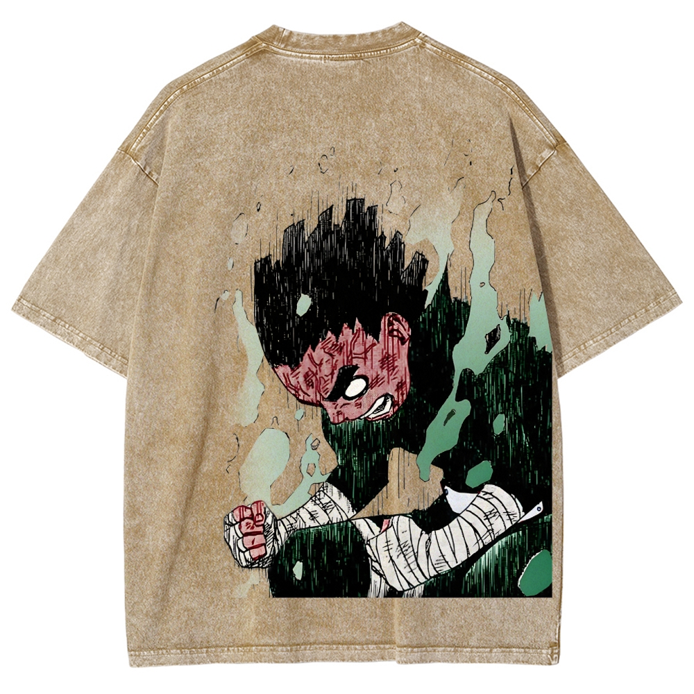 Naruto Rock Lee Unisex Fit Washed T-Shirt 2504005182-Coordom