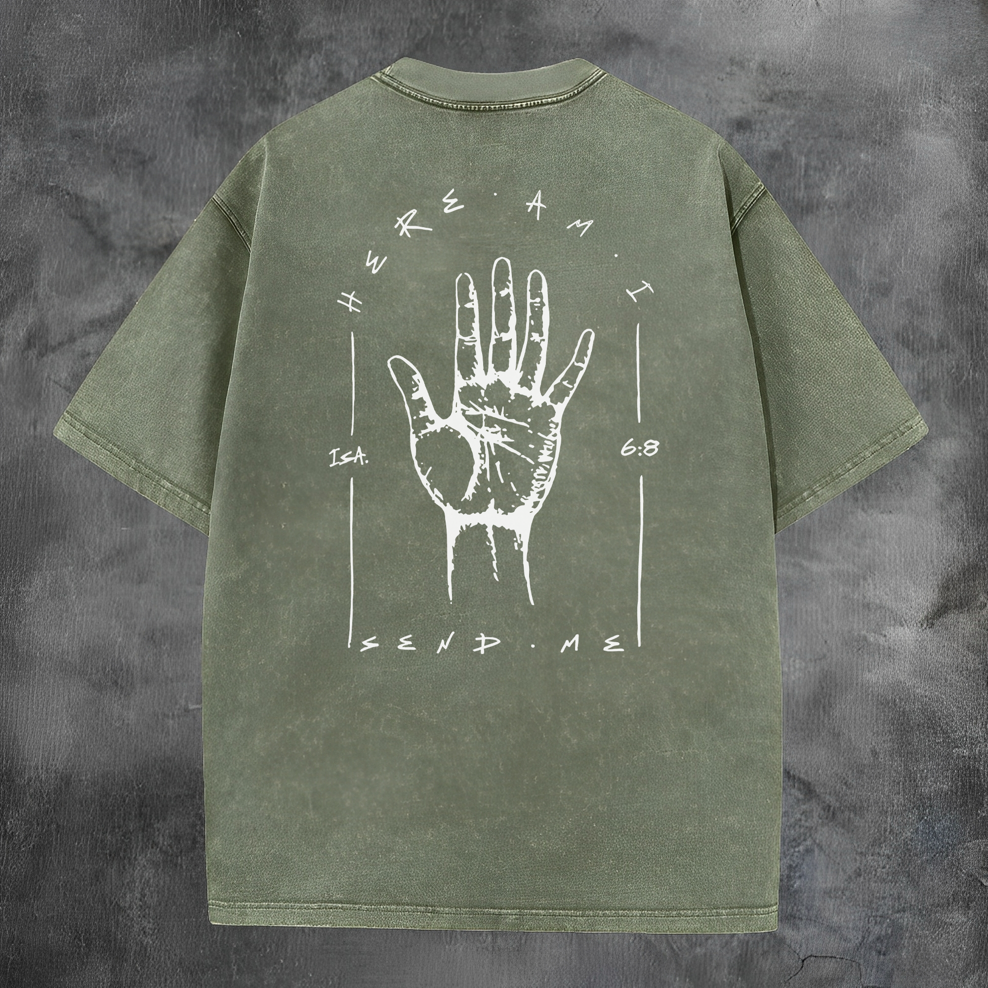 Here Am I Printed Men's Washed Tee-Coordom