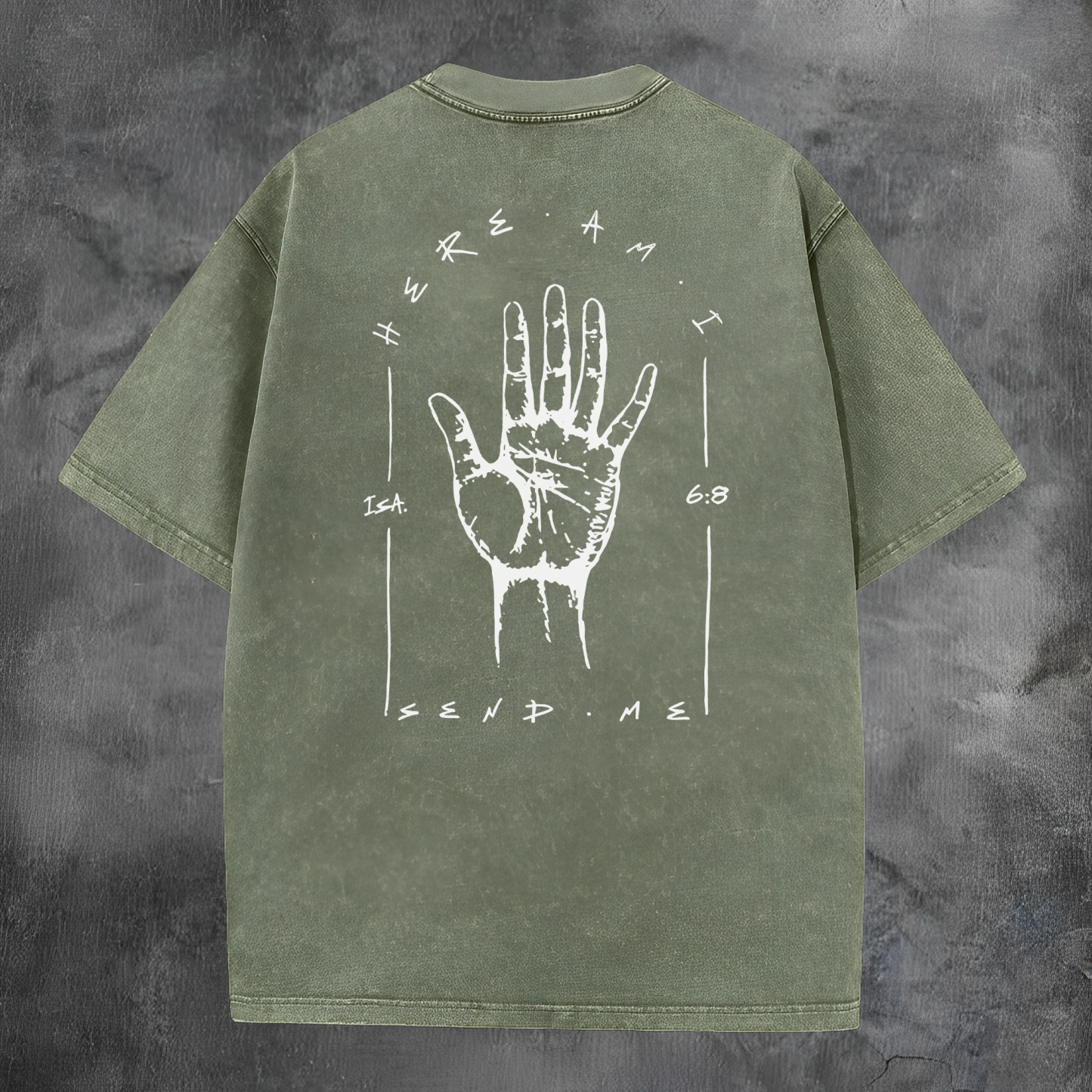 Here Am I Printed Men's Washed Tee-Coordom