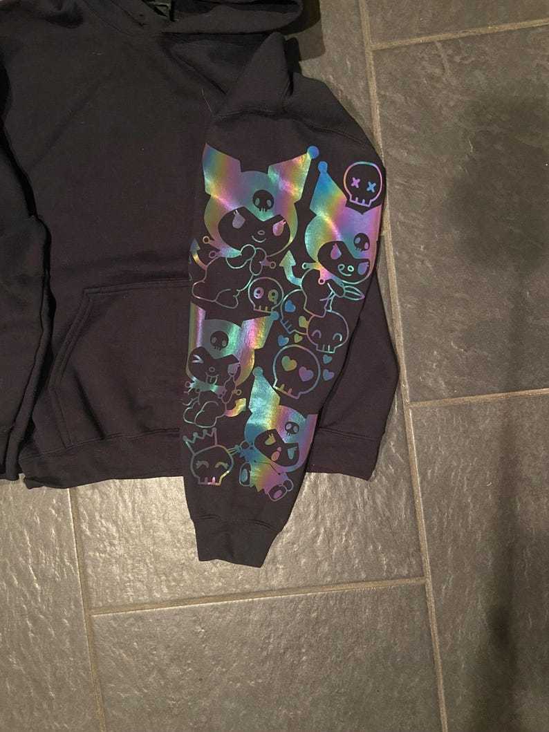 Kuro Mi Rainbow Reflective Hoodie - loose fit unisex nighttime essential riding pullover-Coordom