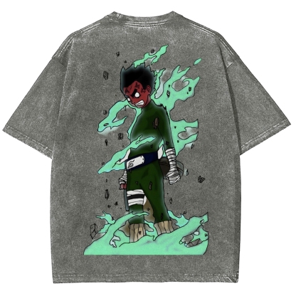 Naruto Rock Lee Unisex Fit Washed T-Shirt 2504005187-Coordom