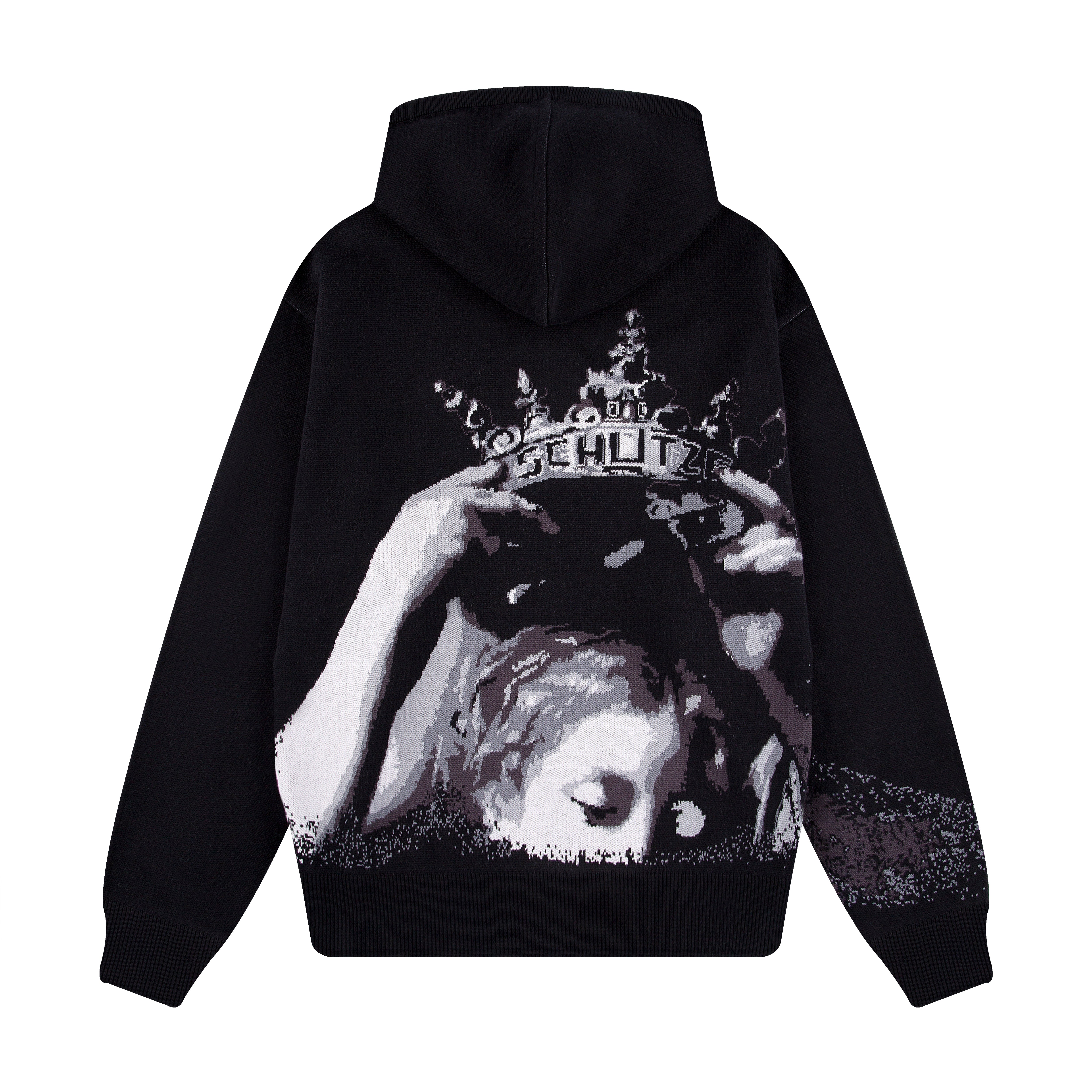 "awakening" knit Hoodie black-Coordom