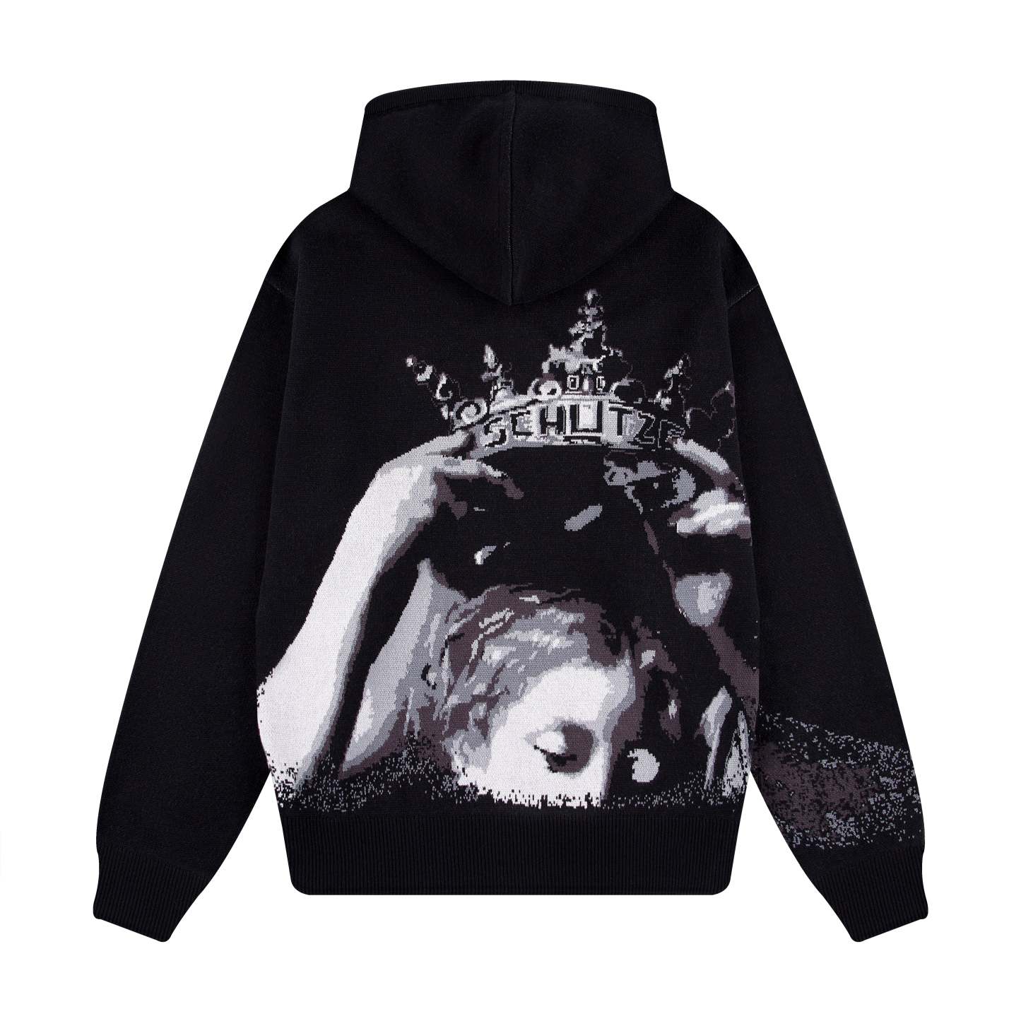 "awakening" knit Hoodie black-Coordom