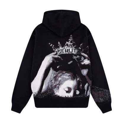 "awakening" knit Hoodie black-Coordom