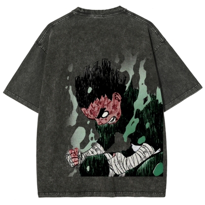 Naruto Rock Lee Unisex Fit Washed T-Shirt 2504005182-Coordom