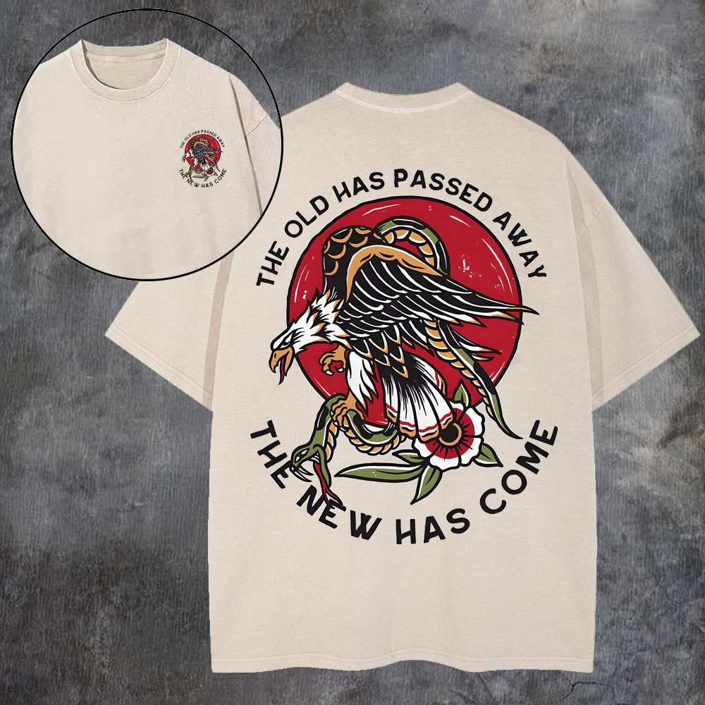 The Old Has Passed Away The New Has Come Printed Men's Washed Tee-Coordom