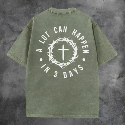 A Lot Can Happen In 3 Days Printed Men's Washed Tee-Coordom