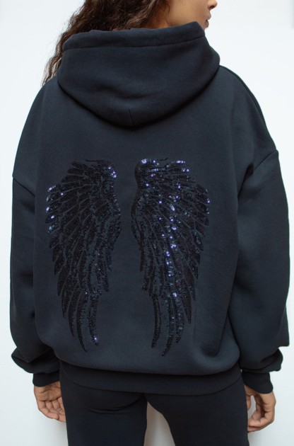 Sparkwing Angel Sequin Hoodie – Silver Stardust-Coordom