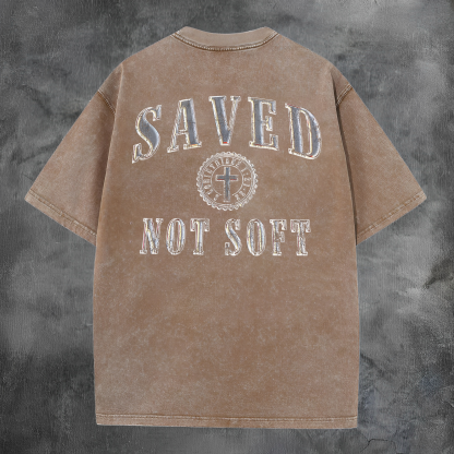 Saved Not Soff Printed Men's Washed Tee-Coordom