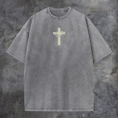 Jesus Christ Printed Men's Washed T-Shirt-Coordom