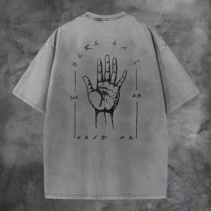 Here Am I Printed Men's Washed Tee-Coordom