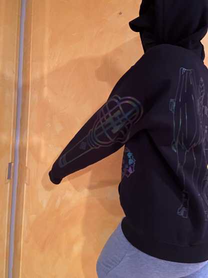 Huntr.x Rainbow Reflective Hoodie, loose fitting nighttime riding garment pullover-Coordom