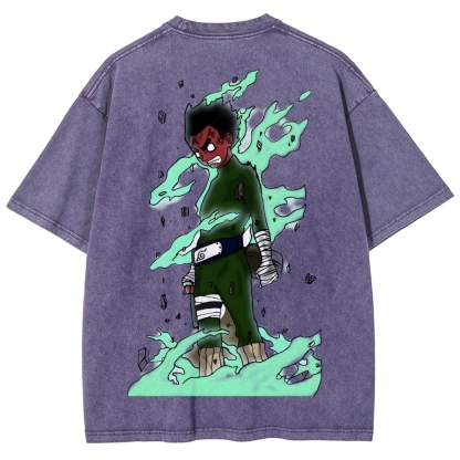Naruto Rock Lee Unisex Fit Washed T-Shirt 2504005187-Coordom