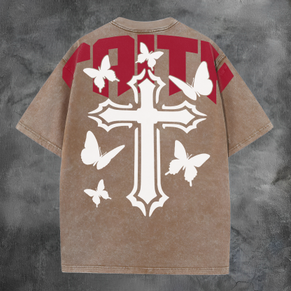 Faith Printed Men's Washed Tee-Coordom