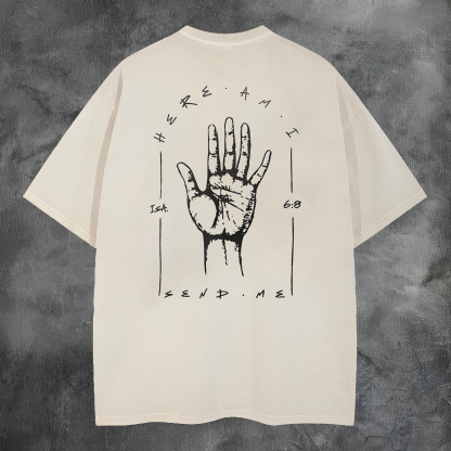 Here Am I Printed Men's Washed Tee-Coordom