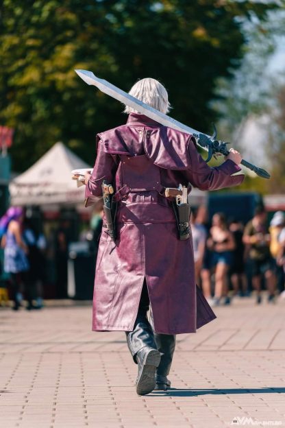 Crimson Devil Hunter Leather Long Coat | Devil May Cry Streetwear Jacket-Coordom