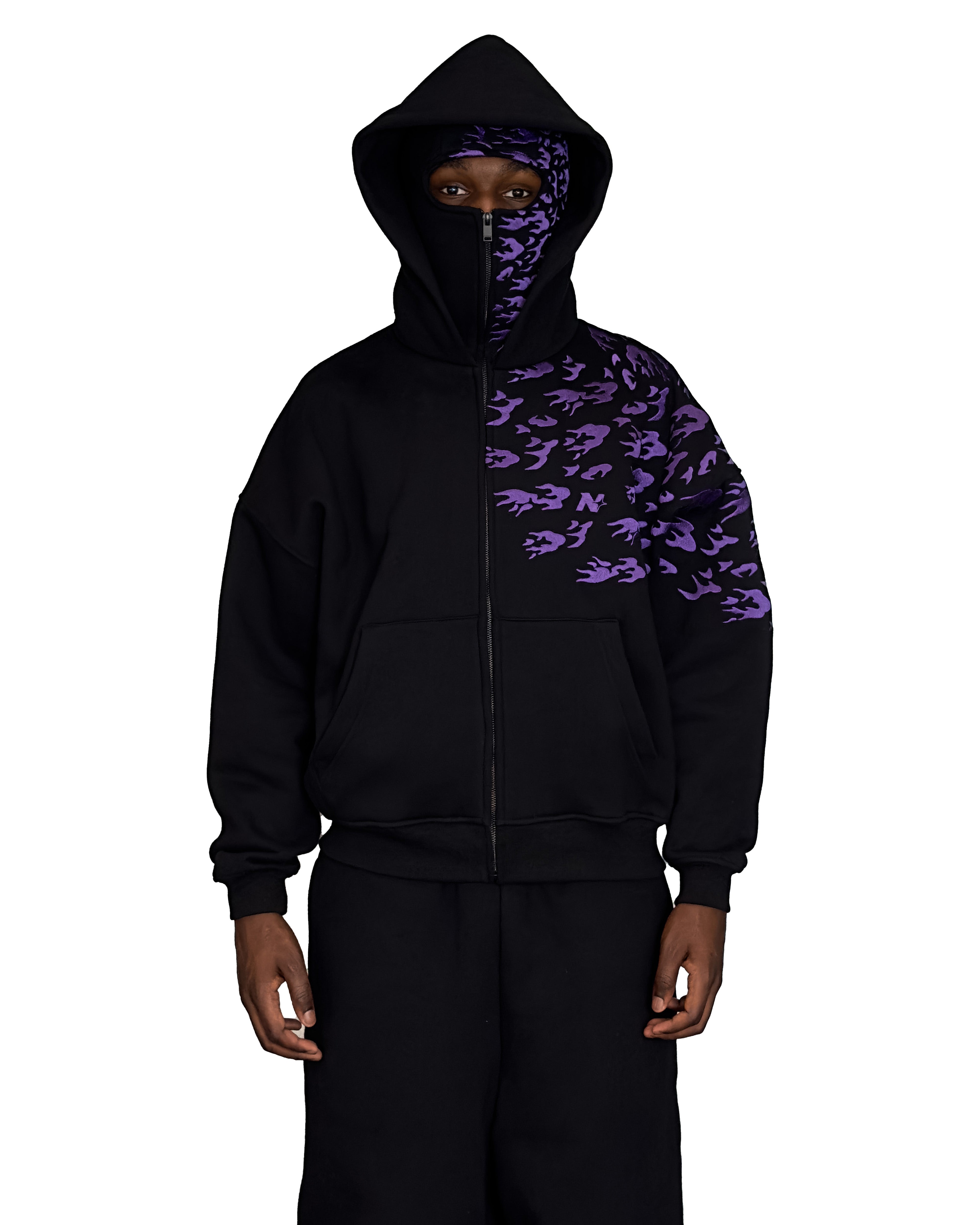 "SASUKE UCHIHA X CURSE MARKS" BALACLAVA ZIP HOODIE-Coordom