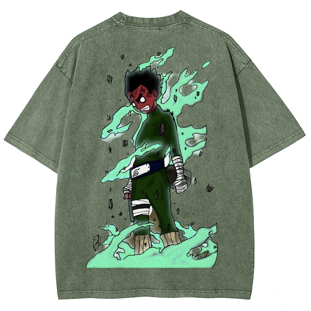 Naruto Rock Lee Unisex Fit Washed T-Shirt 2504005187-Coordom