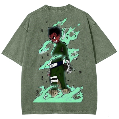 Naruto Rock Lee Unisex Fit Washed T-Shirt 2504005187-Coordom