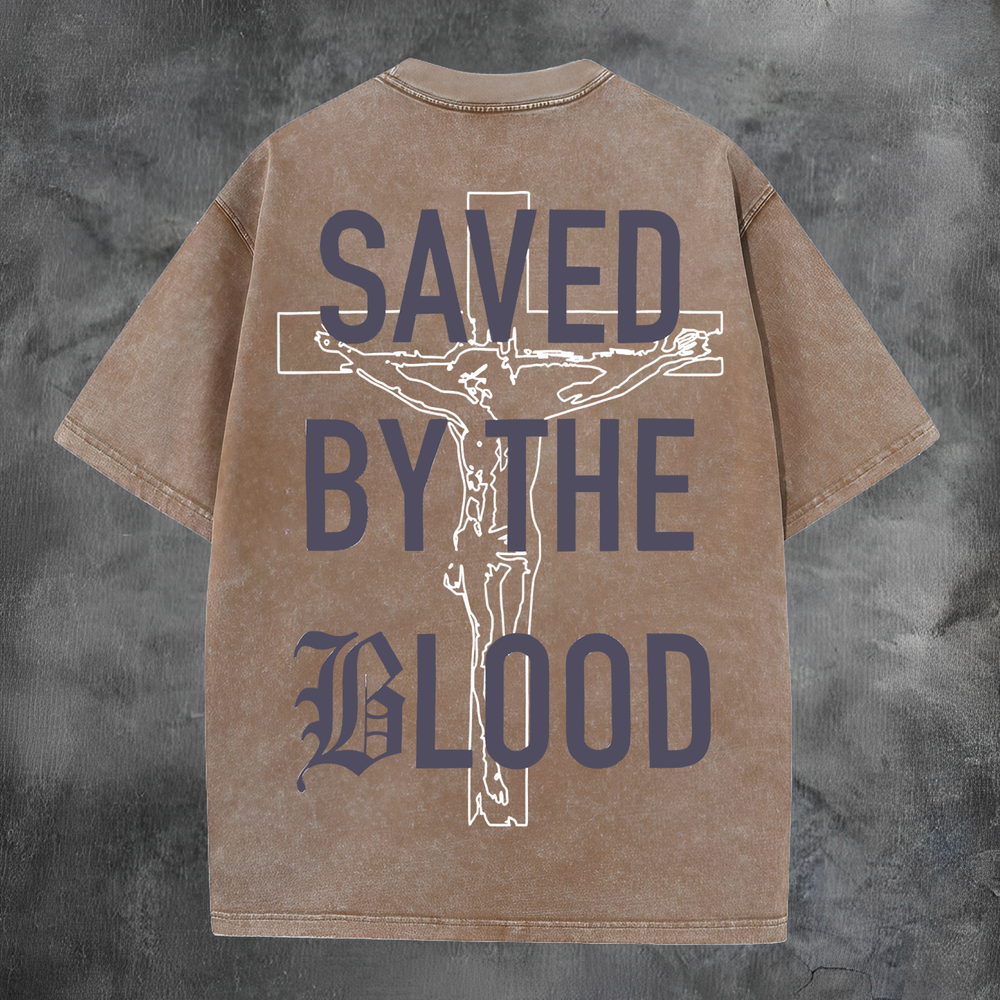 Saved By The Blood Printed Men's Washed Tee-Coordom