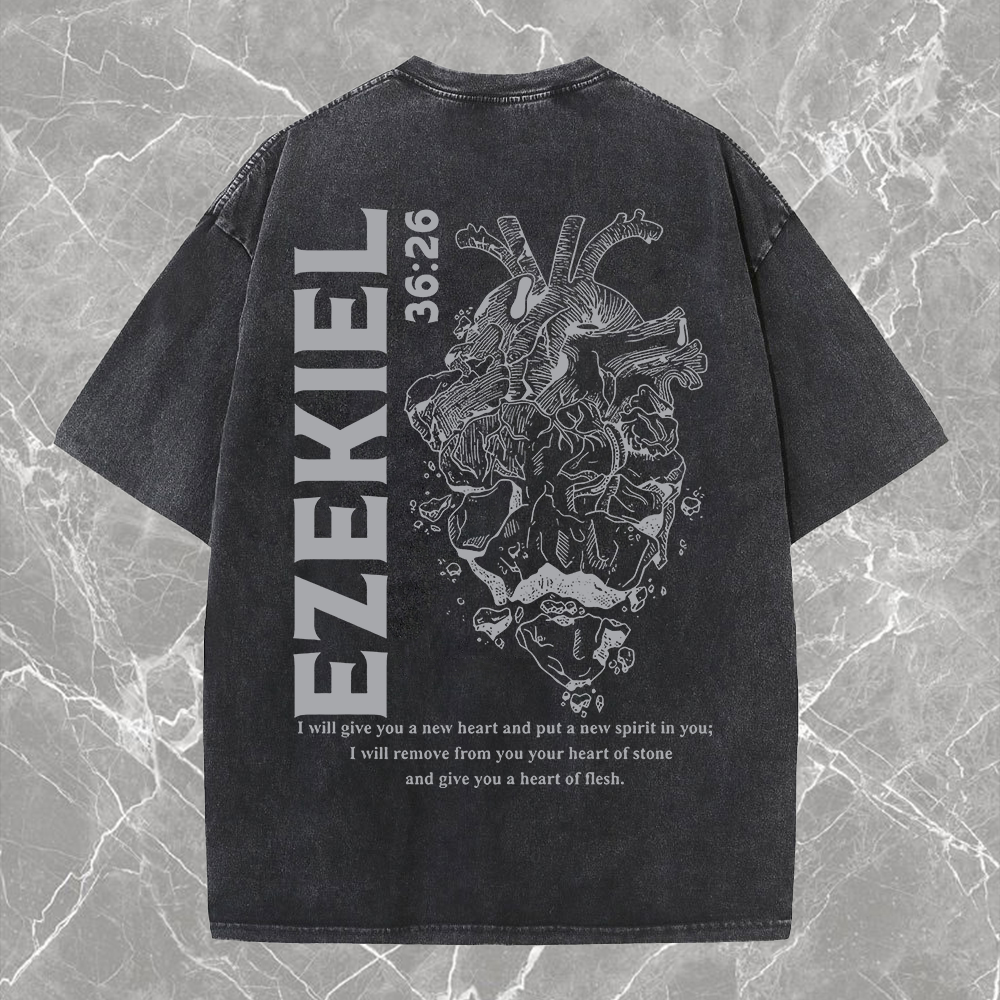 Ezekiel 36:26 Washed T-shirt-Coordom