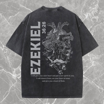 Ezekiel 36:26 Washed T-shirt-Coordom
