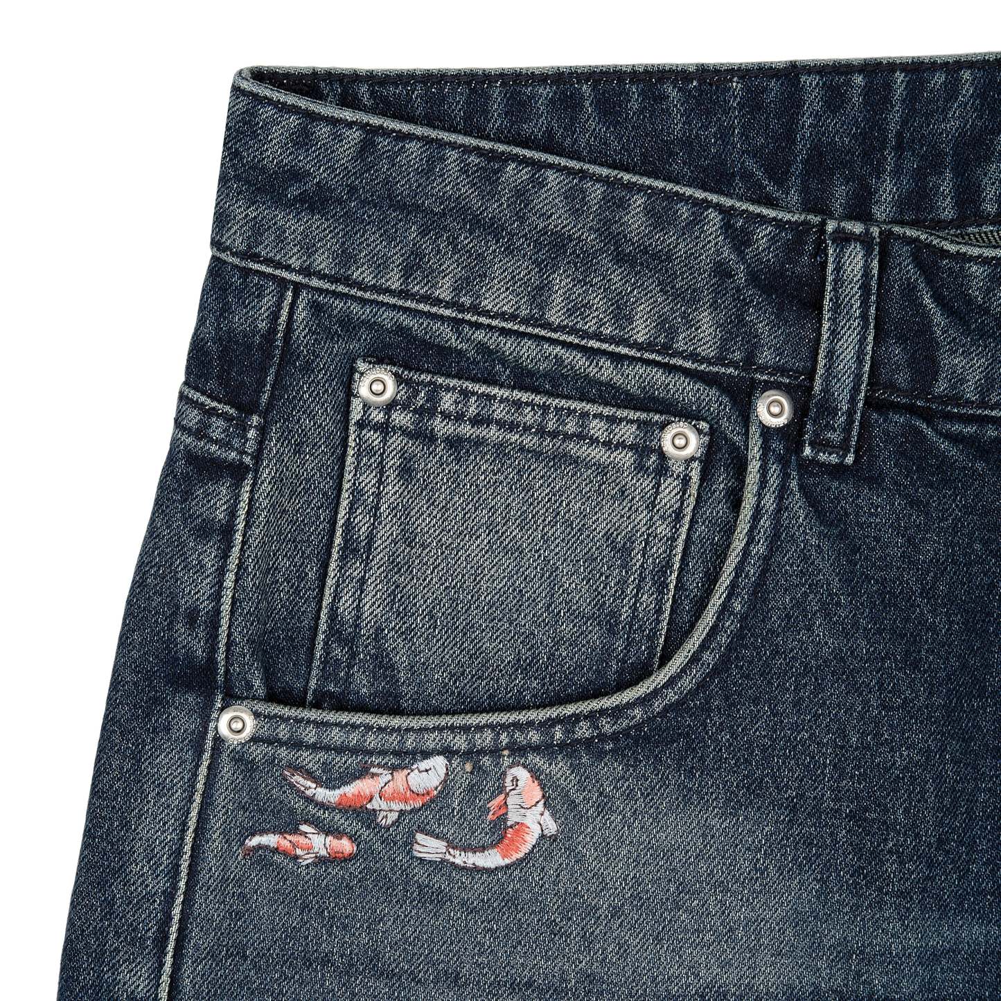 "koi fish v2" Jorts washed indigo-Coordom