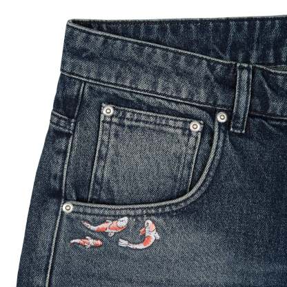 "koi fish v2" Jorts washed indigo-Coordom