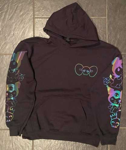 Kuro Mi Rainbow Reflective Hoodie - loose fit unisex nighttime essential riding pullover-Coordom