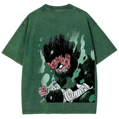 Naruto Rock Lee Unisex Fit Washed T-Shirt 2504005182-Coordom
