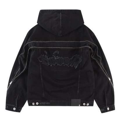 BLACK ZIP DENIM JACKET-Coordom