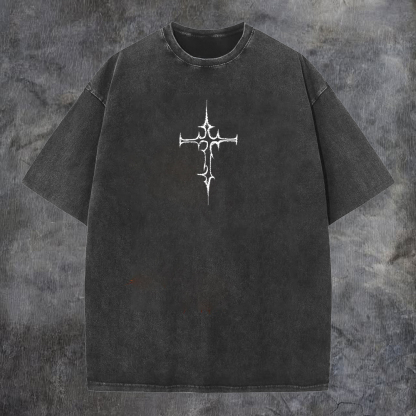 Contradictory Angel Printed Men's Washed Tee-Coordom