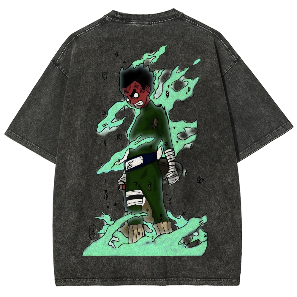 Naruto Rock Lee Unisex Fit Washed T-Shirt 2504005187-Coordom