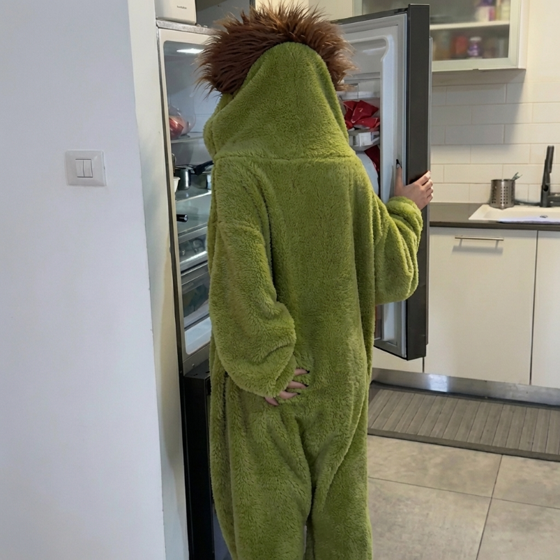 GufsySuit Cartoon Frog Plush Onesie | Cozy Oversized Loungewear Pajama Hoodie-Coordom