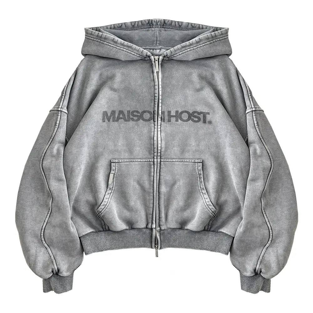 ERODE WAVE ZIPPED HOODIE GREY|Streetwear Oversized Vintage Casual Wear-Coordom