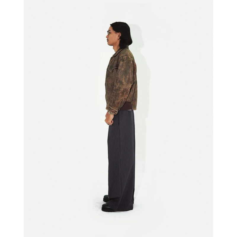 Striped double pleated trousers-Coordom