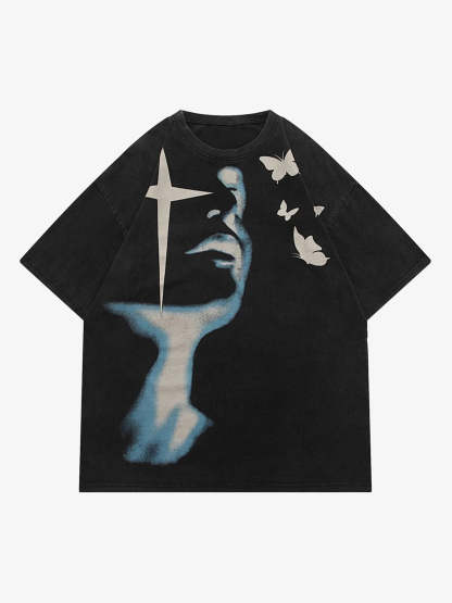 Thesupermade Abstract Portrait Print T-shirt - 1619-Coordom